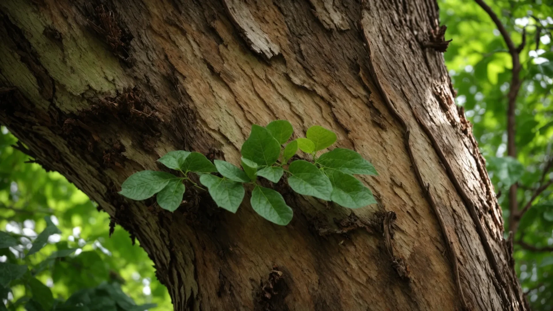 Tips On How To Identify Tree Diseases In Ozaukee 1 A Close-Up View Of A Distressed Tree With Peeling Bark, Discolored Leaves, And Visible Signs Of Decay, Set Against A Backdrop Of Vibrant Green Foliage, Captures The Theme Of Recognizing Signs Of Unhealthy Trees In Nature.